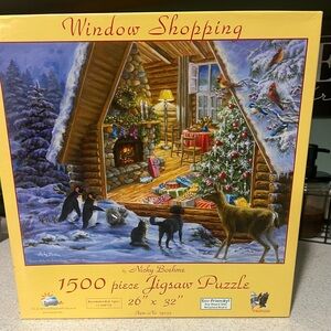 Window Shopping 1500-Piece Jigsaw Puzzle - Holiday Cabin Scene